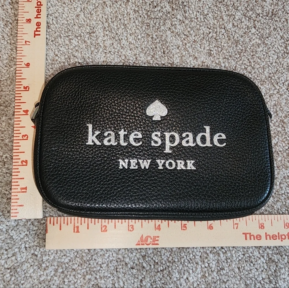 Kate‎ Spade Glitter Camera Black Leather Clutch